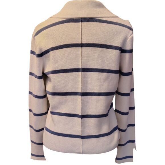 Rachel Zoe Blue Stripe Thick Cotton Long Sleeve Cardigan Sweater Size M......... - Picture 3 of 8
